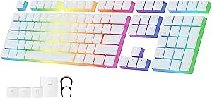 PBT Pudding Keycaps, 112 Translucent Double Shot Keycaps Set for Mechanical Keyboard, OEM Profile, Compatible with ANSI/ISO Layout (White)