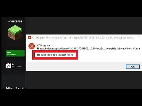 Fix No Applicable App licenses Found Error On Minecraft Launcher