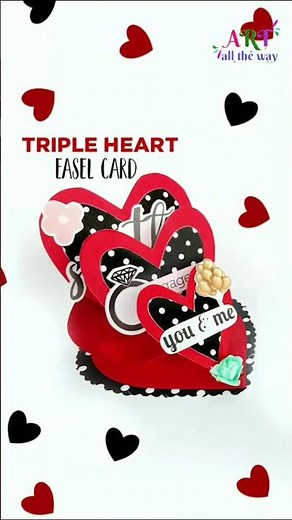 Triple Heart Easel Card | Creative Card Design | Love Craft Ideas | Birthday | Handmade Pop-up cards