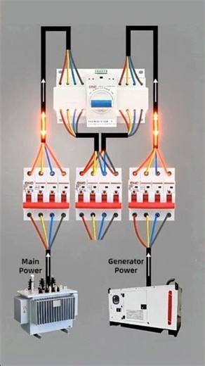 Wiring Diagram: Changeover Switch & MCB Setup for Generator Backup​#YouTubeTutorial​#DIY#TechHacks​