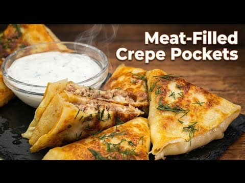 Meat-Filled Crepe Pockets