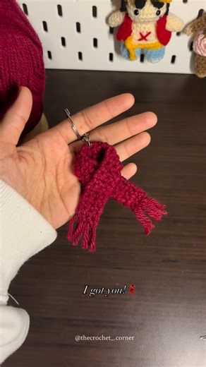 the crochet corner on Instagram: "Mikasa scarf keychain🧣 DM to order yours!💌 {crochet, mikasa scarf, crochet keychains, mikasa keychain, red scarf, crocheting ,mikasa scarf keychain } #thecrochetcorner #crochet #handmadewithlove #fyp #crocheting #trendingnow #crochetpattern #mikasa #mikasascarfkeychain #mikasascarf🧣"