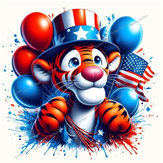 Patriotic Tigger Tiger Fabric Panel, Quilt Sewing Square, Multiple Sizes, Fc12b - Etsy