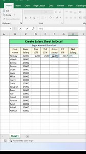 535K views · 3.8K reactions | Create Salary Sheet In Excel  #exceltips #exceltricks #exceltutorial #explore | computernotion | Facebook