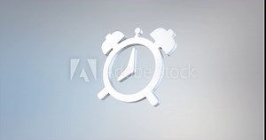 Animated Alarm Clock White 3d Icon Loop Modules for edit with alpha matte