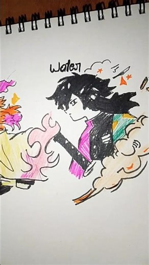 How to draw characters with (fire & water) #howtodraw #tutorial #art #anime #drawing #fyp