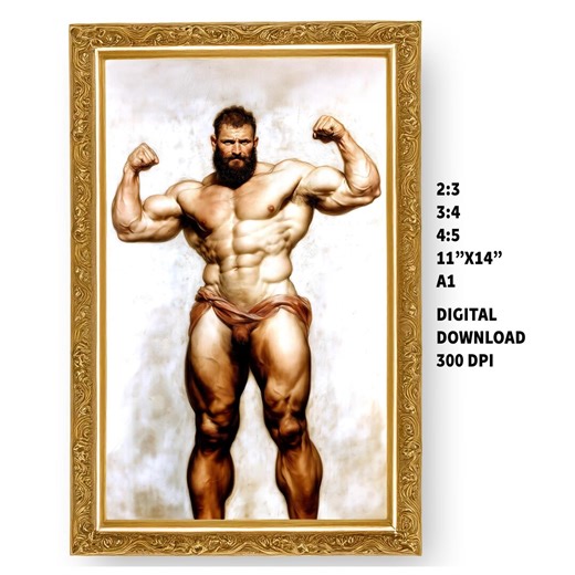 Vintage Male Art Print: Michaelangelo Inspired Sketch (digital Download) - Etsy