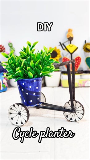 DIY Paper Cup Cycle Planter | Crafterjyoti