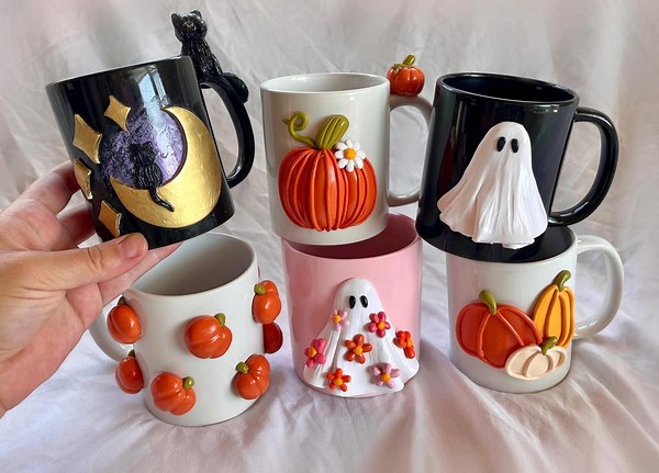 Fall Pumpkin Ghost Mugs/ Halloween Coffee Mug/ Spooky Cute Cup/ Fall Planter Decor/ Pink Halloween/ Autumn Ceramic Mug/ Pottery Art - Etsy