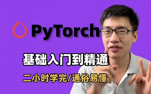 【绝对通俗易懂】PyTorch快速入门到精通教程（附源码），二小时手把手带你从零基础入门到项目实战。超适合人工智能专业新手课程！pytorch|深度学习