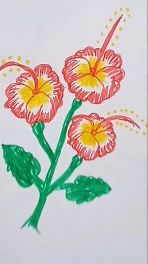 gudhal flower easy drawing//gudhal Ka phool banane ka aasan tarika/? shorts feed#