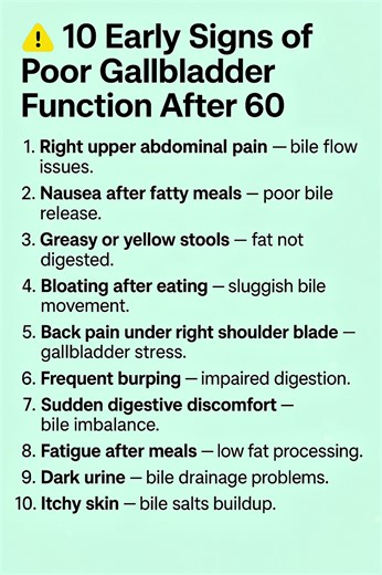 ⚠️ 10 Early Signs of Poor Gallbladder Function After 60