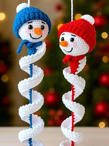 Snowman Wind Spinner Crochet Pattern in Eng. – Amigurumi Christmas Décor - Etsy