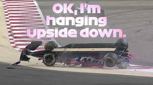 WATCH: Lance Stroll walks away after being flipped upside down on first lap of Bahrain GP restart