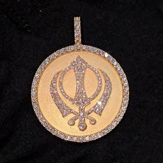 Iced Out Khanda Pendant, Real VVS Lab Grown Diamond Sikh Religious Jewelry, Fully Iced Out 925 Silver Hip Hop Pendant for Birthday Gift - Etsy