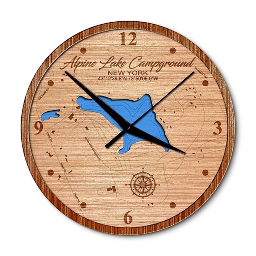 Alpine Lake Campground New York 14in Layered Map Clock - Any Lake, Pond, or Reservoir - Unique Home Decor - Etsy