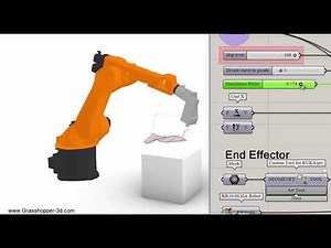 4D CNC milling of a surface using robot arm inside grasshopper rhinoceros 3D. 4 direction cnc mill