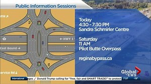 All week, the Regina Bypass has been hosting information sessions to teach the public how to navigate through Pilot Butte’s new overpass. Candace Daniel sat down with the project manager to learn more about how to maneuver the diverging diamond. | Global Regina