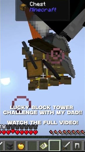 A Pig Stack Knocks Me Off My Lucky Block Tower #minecraft #minecraftshorts #gaming