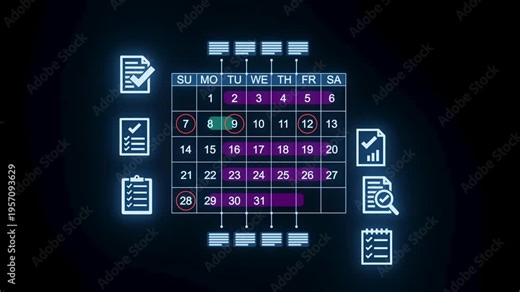 Calendar view showing important dates and marked activities for the month of February in a digital format.