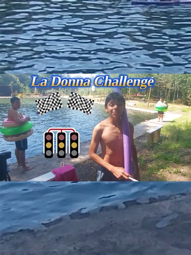 Donna Challenge 🍩😎🏊‍♂️ #juego #competencia #familiar #piscina