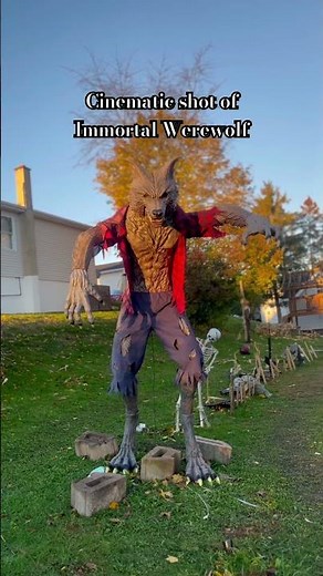 Cinematic shot of werewolf Halloween decoration