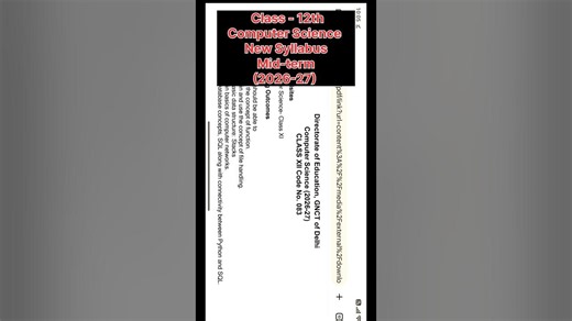 Class 12 Computer Science Mid term Syllabus 2026-27 | Class 12 CS Syllabus Mid term 2026-27 #shorts