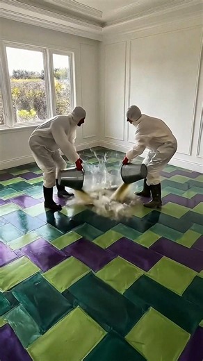 Deep Amethyst bedroom with emerald epoxy flooring is UNREAL!🤯 #epoxy #epoxyfloor #floor #resinfloor