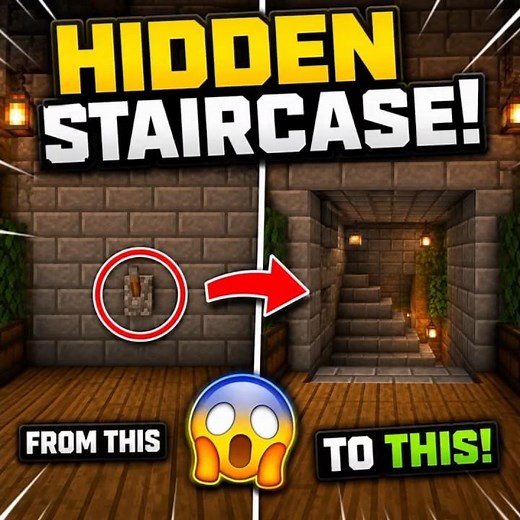 Secret Staircase Door Build in Minecraft 🔥