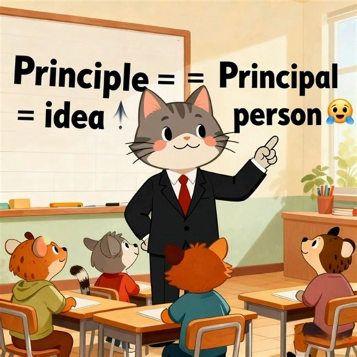 🎯 Principal vs Principle 📘 | Stop This Common English Vocabulary Mistake 👉 English learners often confuse principal and principle because they sound the same — but their meanings and uses are completely different. In this post, you’ll learn: The meaning of principal vs principle How to use each word correctly Easy examples you can copy A simple memory trick to avoid mistakes 🔹 PRINCIPAL Part of speech: noun / adjective Meaning: A person in charge (especially in a school) The main or most imp