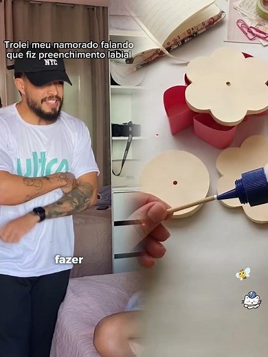 Trolei meu namorado falando que coloquei preenchimento labial kkkk#casal #troll