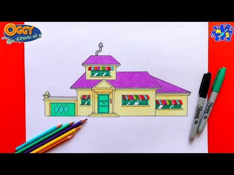 How to Draw Oggy House Very Easy Step by Step || Oggy and the Cockroaches