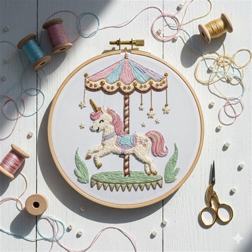 Whimsical Carousel Horse Embroidery Design, Carousel Horse Embroidery Template PDF File (instant Download) - Etsy