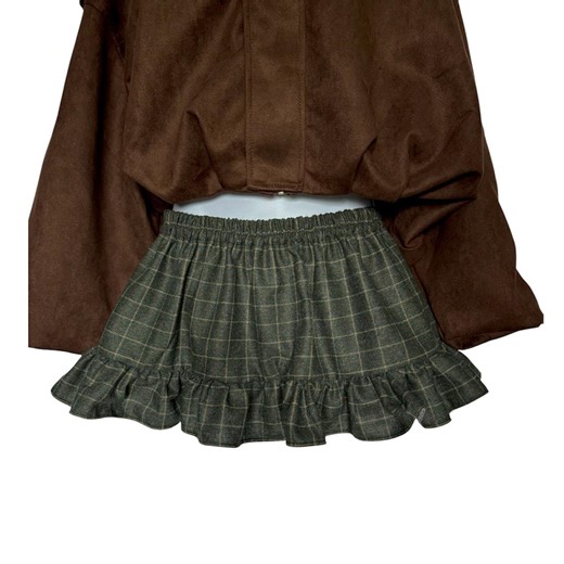 Dark Green flannel plaid mini skirt with... | Depop