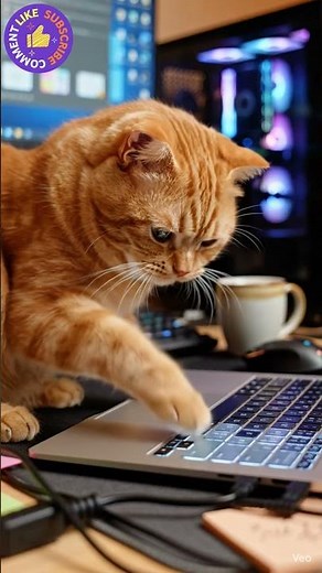 Cat Working on Laptop | Funny AI Cat Typing | #cat #catshort
