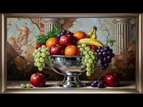Elegant Fruit Bowl Frame TV Art | Greek Still Life Painting Screensaver For Your TV🍇🍎