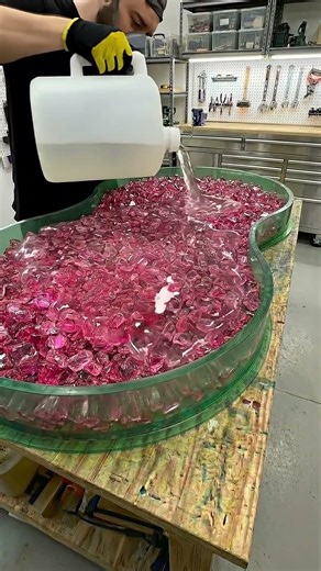 Making a STUNNING Pink Gem Epoxy Table! 💎✨