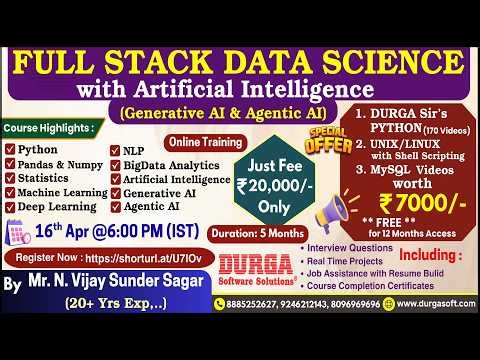 FULL STACK DATA SCIENCE with Artificial Intelligence Online Training @ DURGASOFT