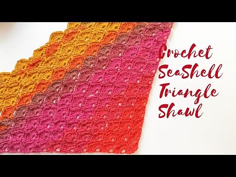 Crochet Seashell Triangle Shawl / Beginner Friendly Tutorial