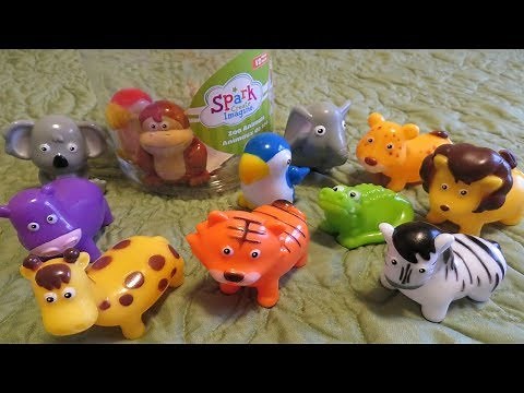 Bucket of Zoo Animals Learning Zoo Animal Names Colors and Numbers 1 to 12 for Children