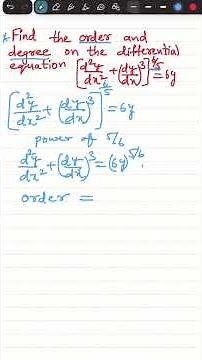 Intermediate differential equations || Class 12 || Order and degree || ￼very short questions ￼|| VSA