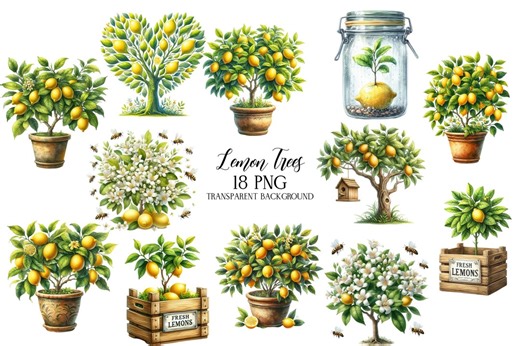 Lemon Trees Clipart, Lemon Flower PNG, Summer Flower Clipart, Floral Clipart, Wedding Clipart, Digital Download - Etsy Australia