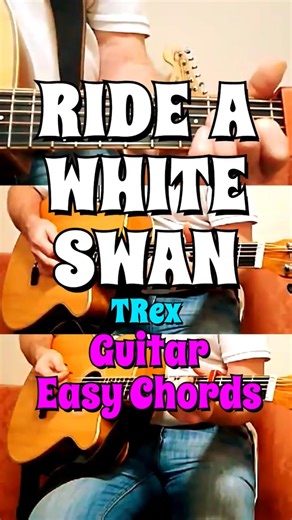 🦢RIDE A WHITE SWAN🦢~🦖TRex🦖🎸Guitar Easy Chords & Strumming🎸 #acousticguitarist #acousticguitar