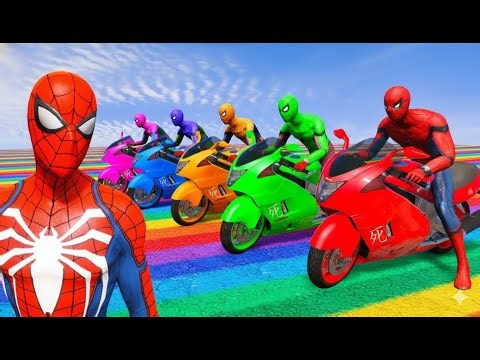 الأبطال الخارقين على القضبان دوامة قمع جسر - SPIDER-MAN!on Motorcycle in Spiral Bridge Stunt Ride