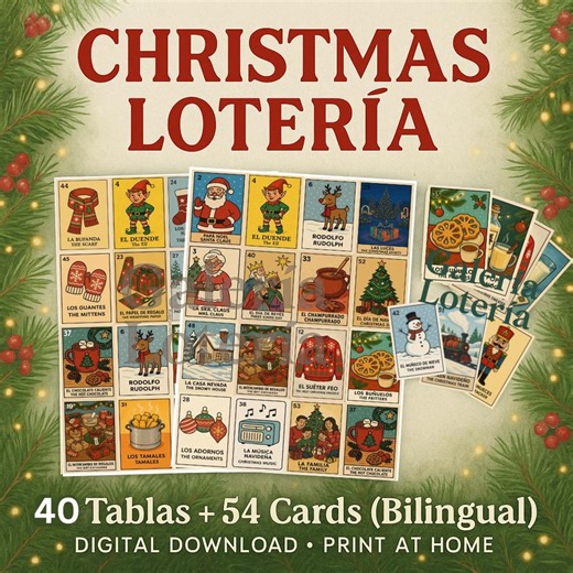 Christmas Loteria Game | 40 Tablas + 54 Cards | Holiday Bingo | Printable Digital Download - Etsy