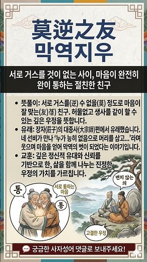 인생에 한 명만 있어도 성공! '막역지우'의 진짜 뜻