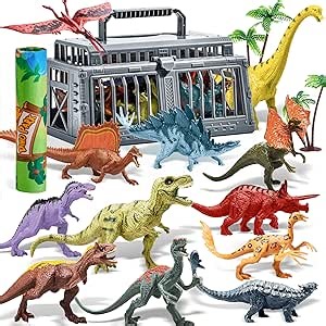 JOYIN Dinosaur Toys with Activity Play Mat & Storage Cage, 17 PCS Realistic Dinosaur Figures & Trees for Toddlers Kids Ages 3-5, Ideal for Boys and Girls Gift
