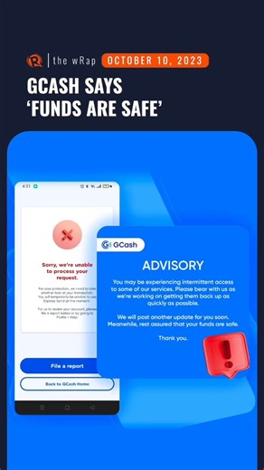 GCash acknowledges the ‘intermittent access to some of its services,’ after many users reported issues when accessing or using the app. Full story: https://www.rappler.com/technology/apps/gcash-statement-funds-safe-users-report-app-issues-october-9-2023/ | Rappler