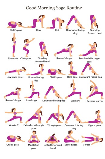 Morning Yoga Poses Printable, 30 Poses Poster (digital Download) - Etsy New Zealand