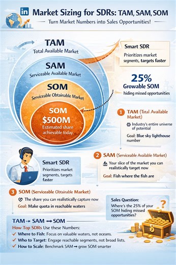 SDRs: Focus on the Right Market with TAM, SAM, SOM | Arpit Guha Roy posted on the topic | LinkedIn